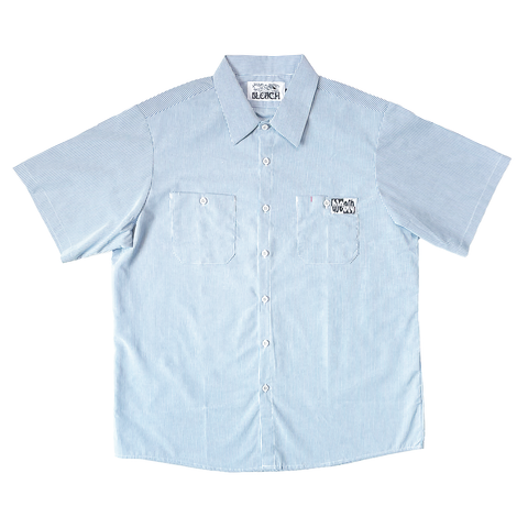 All Bad Button Up Work Shirt - White/Blue Stripe